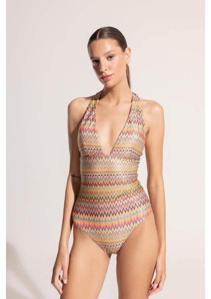 Ayje x DeFacto Boyundan Bağlamalı Desenli Mayo C6158AX24HS fiyatları