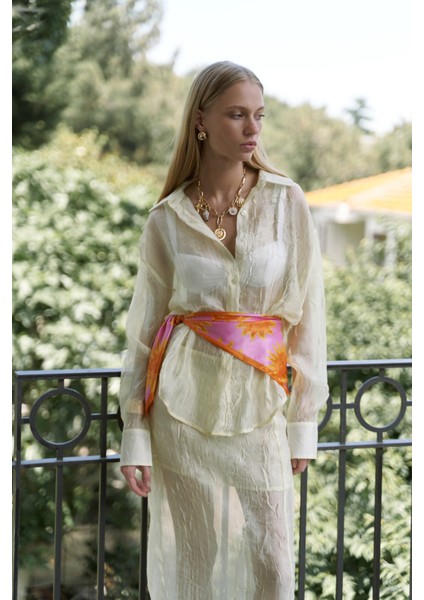 Sorcha Sarı Transparan Gömlek Etek Takım