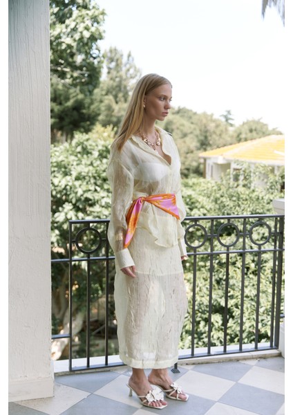 Sorcha Sarı Transparan Gömlek Etek Takım modelleri