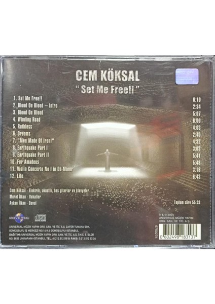 Dikkat CD Cem Köksal – Set Me Free!! CD