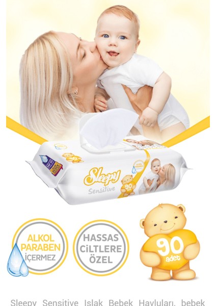 Sensitive Islak Havlu - Bebek Islak Mendili 90 'lı 12 Adet modelleri