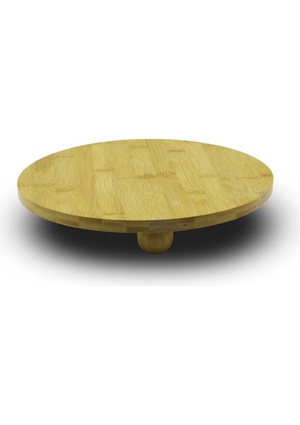 YUVARLAK=29CM 3 Mini Top Ayaklı Ahşap Bambu Sunum Tahtası - Mini Sofra (5047)