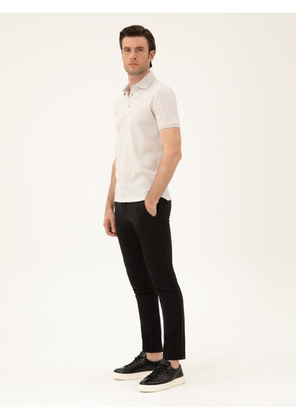 Erkek Siyah Slim Fit Beli Bağcıklı Pantolon 50293848-VR046