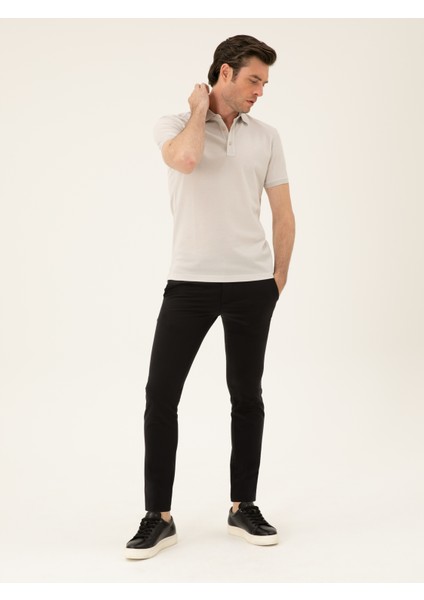 Erkek Siyah Slim Fit Beli Bağcıklı Pantolon 50293848-VR046