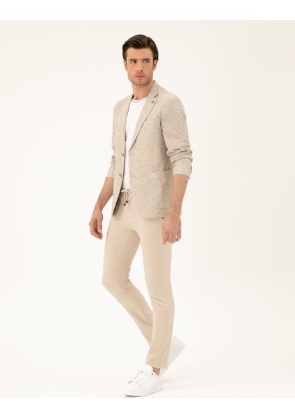 Erkek Bej Slim Fit Beli Bağcıklı Pantolon 50293848-VR011