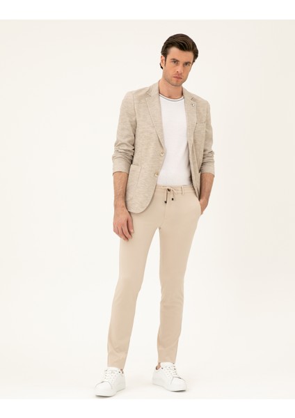 Erkek Bej Slim Fit Beli Bağcıklı Pantolon 50293848-VR011