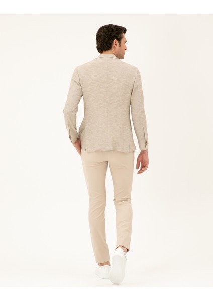 Erkek Bej Slim Fit Beli Bağcıklı Pantolon 50293848-VR011