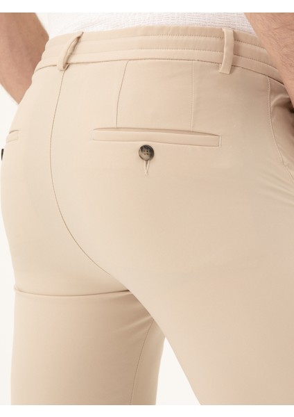 Erkek Bej Slim Fit Beli Bağcıklı Pantolon 50293848-VR011
