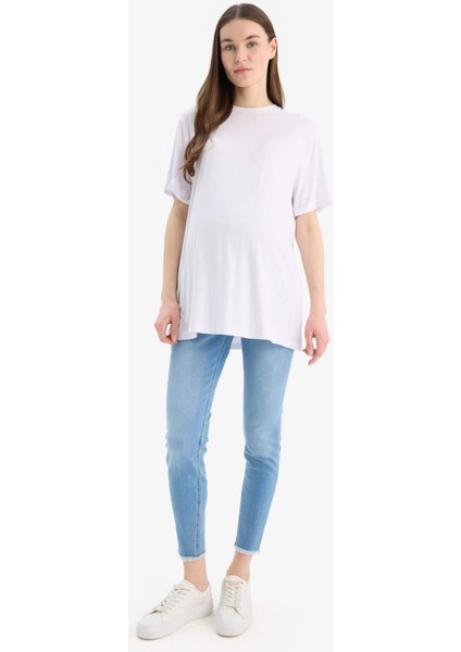 Skinny Fit Yüksek Bel Düz Paça Uzun Hamile Pantolon Z6878AZ24SP