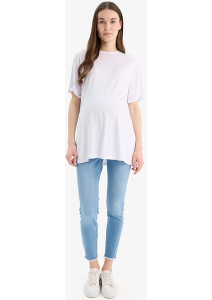 Skinny Fit Yüksek Bel Düz Paça Uzun Hamile Pantolon Z6878AZ24SP