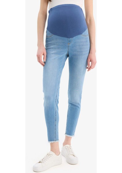 Skinny Fit Yüksek Bel Düz Paça Uzun Hamile Pantolon Z6878AZ24SP