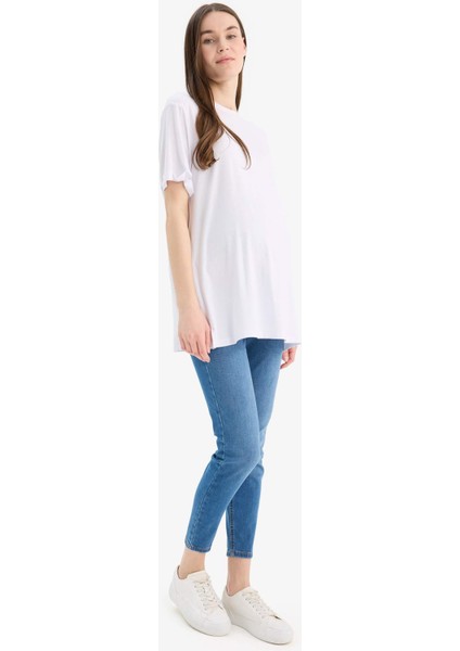 Skinny Fit Yırtık Detaylı Yüksek Bel Düz Paça Uzun Hamile Pantolon X2068AZ24SP