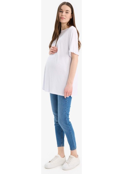 Skinny Fit Yırtık Detaylı Yüksek Bel Düz Paça Uzun Hamile Pantolon X2068AZ24SP