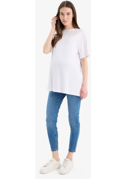 Skinny Fit Yırtık Detaylı Yüksek Bel Düz Paça Uzun Hamile Pantolon X2068AZ24SP