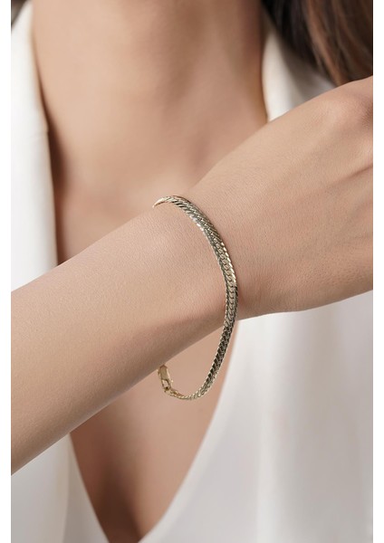 14 Ayar Altın Kalın Balıksırtı Bileklik fırsatları