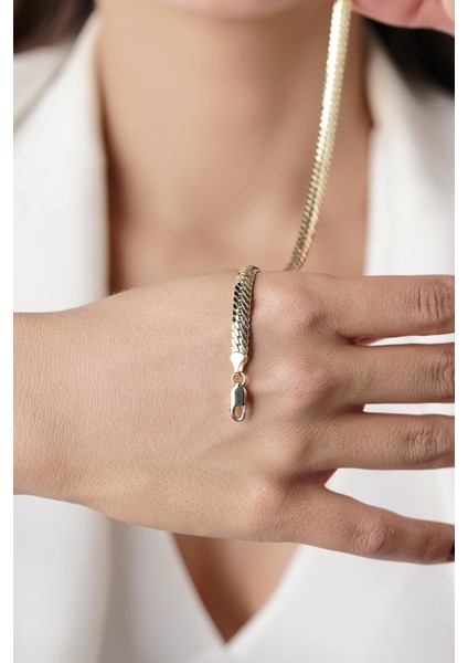 14 Ayar Altın Kalın Balıksırtı Bileklik