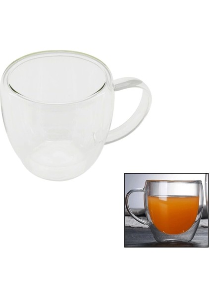 250ML - Dar Çift Cidarlı - Sade Termisil - Isıya Dayanıklı Cam Bardak (5047)