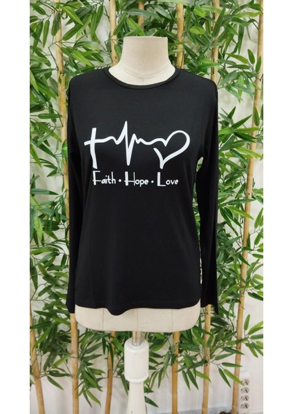 Kadın Uzun Kollu Bisiklet Yaka Desenli Viskon Bluz indirimleri