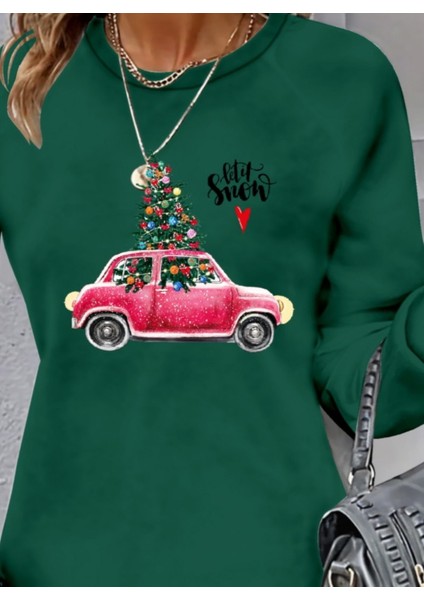 Kadın Uzun Kollu Bisiklet Yaka Desenli Viskon Iki Iplik Elbise