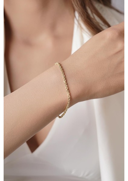 14 Ayar Altın Işıltılı Burgu Zincir Bileklik 2.65 mm