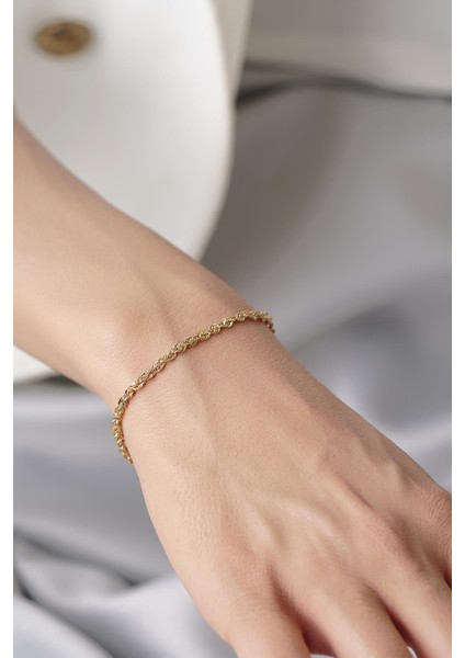 14 Ayar Altın Işıltılı Burgu Zincir Bileklik 2.65 mm fiyatları