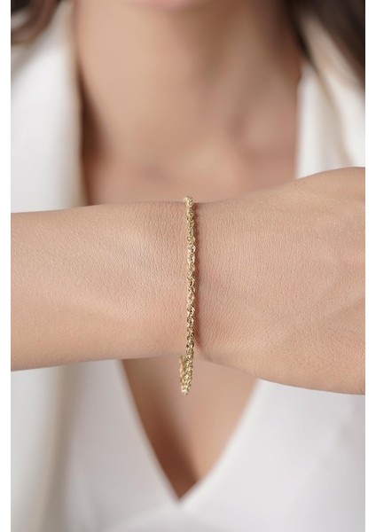 14 Ayar Altın Işıltılı Burgu Zincir Bileklik 2.65 mm fırsatları