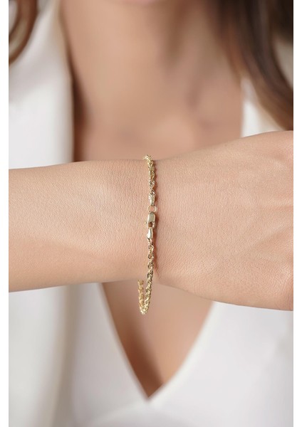 14 Ayar Altın Işıltılı Burgu Zincir Bileklik 2.65 mm indirimleri