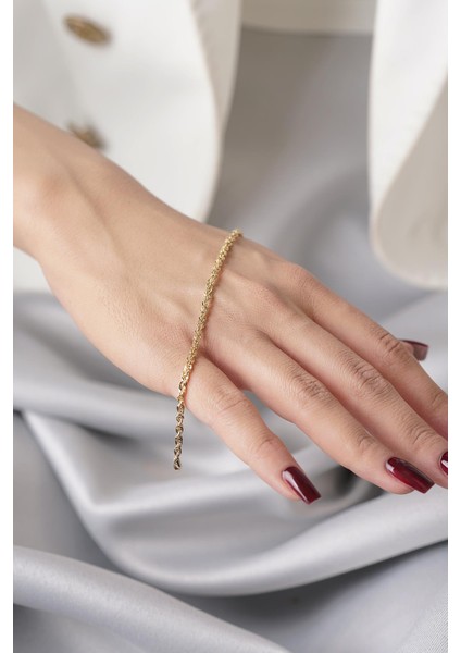 14 Ayar Altın Işıltılı Burgu Zincir Bileklik 2.65 mm