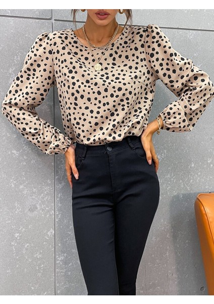 Kadın Uzun Kollu Bisiklet Yaka Desenli Bluz fiyatları