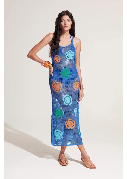 Regular Fit Çiçekli Kroşe Midi Plaj Elbisesi-Fall in Love C6106AX24SM fırsatları
