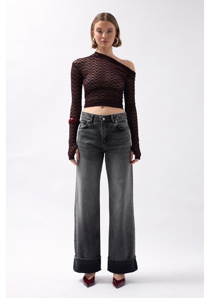 Paça Katlamalı Yüksek Bel Jean fiyatları