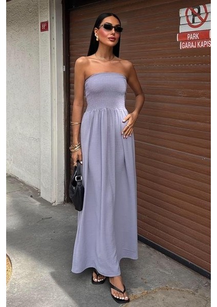 Göğsü Gipeli Straplez Elbise 2878