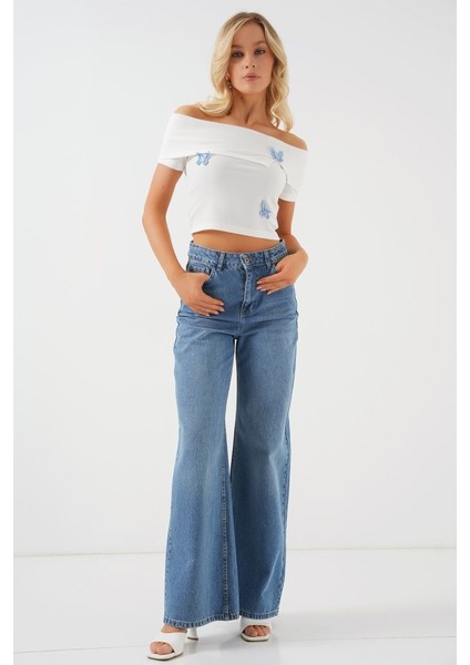 Madonna Yaka Kelebek Detaylı Bluz 957 - Beyaz fiyatları