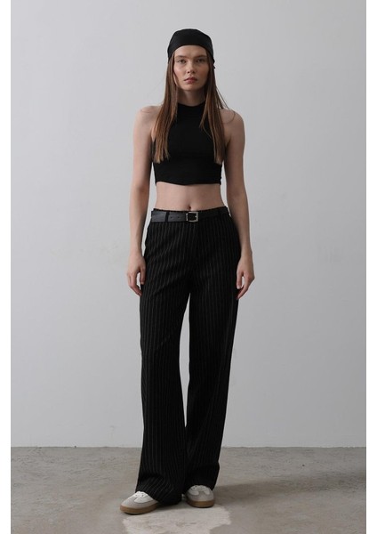 Kemerli Palazzo Pantolon - Siyah-Beyaz fiyatları