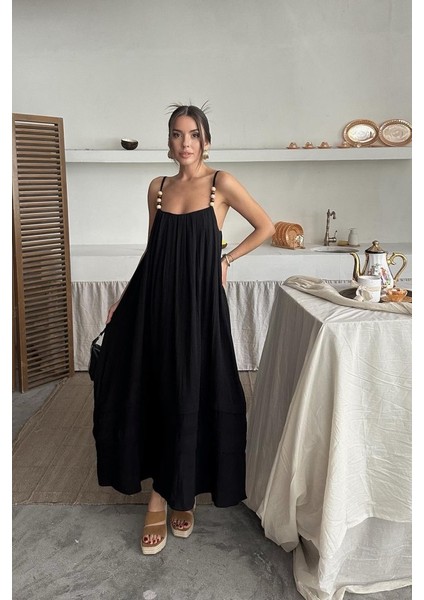 Siyah Askılı Müslin Elbise fiyatları