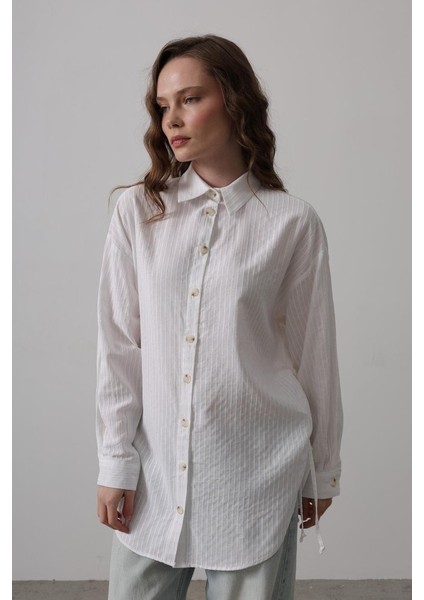 Yan Büzmeli Tunik Gömlek - Beyaz fiyatları