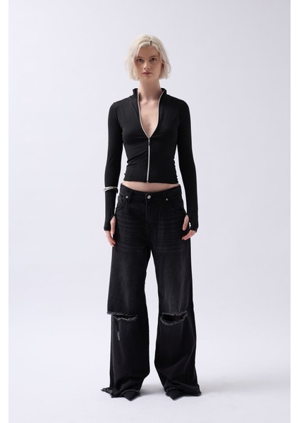 Fermuar Detaylı Bluz