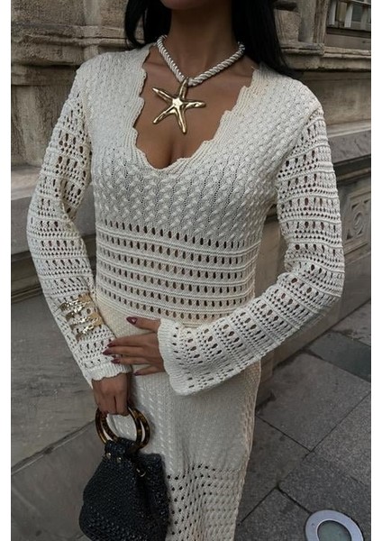 Ajur Detaylı Ispanyol Kol Elbise 2840 modelleri