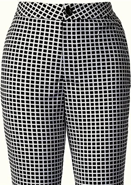 Kadın Yüksek Bel Desenli Dalgıç Pantolon