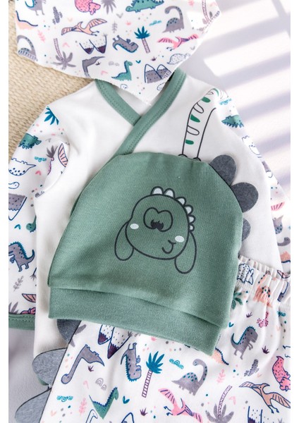 Dino Temalı 5 Parça Bebek Hastane Çıkışı Bebek Takımı modelleri