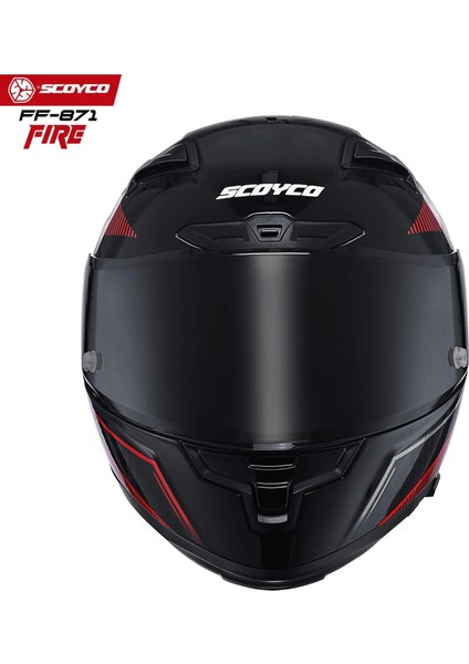 FF-871 Fıre Siyah-Kırmızı-Carbon Güneş Vizörlü Kapalı Kask (Siyah Camlı) fırsatları