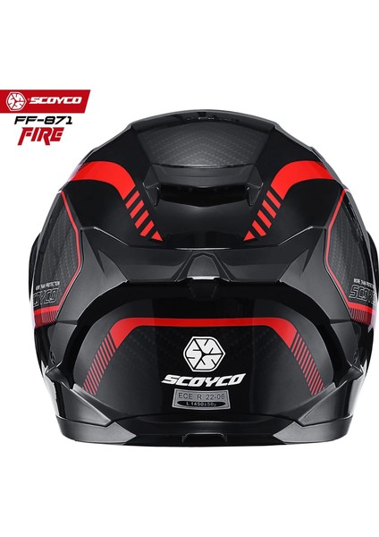 FF-871 Fıre Siyah-Kırmızı-Carbon Güneş Vizörlü Kapalı Kask (Siyah Camlı) indirimleri