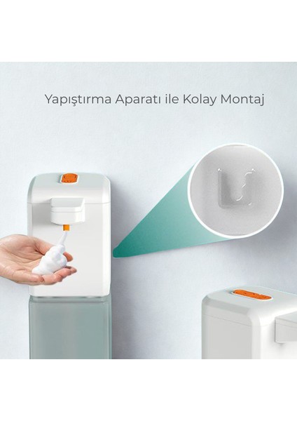 Otomatik Sensörlü Köpük Sıvı Sabunluk - Şarjlı- Duvara Monte - E1 Model - BEYAZ