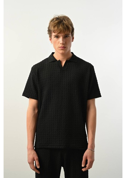 Polo Yaka Dokulu Erkek T-Shirt