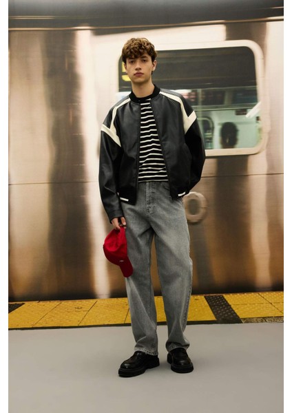 Regular Fit Kolej Yaka Bomber Fermuarlı Mevsimlik Hafif Mont C5844AX24AU fiyatları