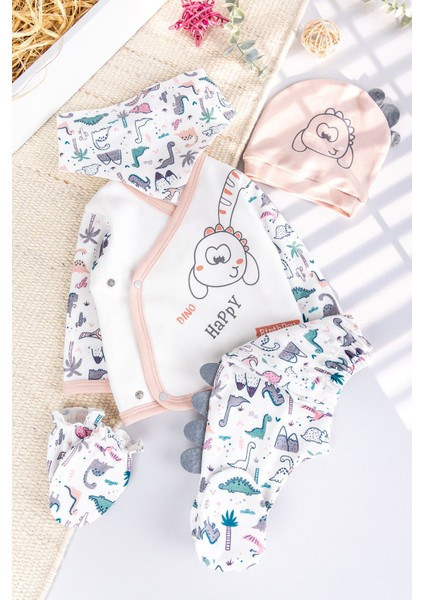 Dino Temalı 5 Parça Bebek Hastane Çıkışı Bebek Takımı