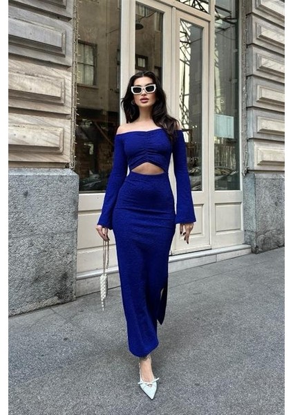 Lita Cut Out Büzgülü Elbise 2715-8
