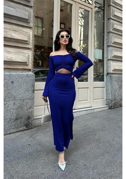 Lita Cut Out Büzgülü Elbise 2715-8 indirimleri