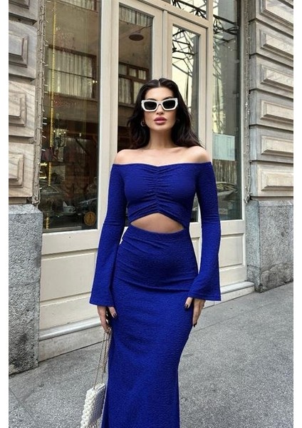 Lita Cut Out Büzgülü Elbise 2715-8