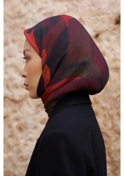 Bordo Ed Scarf Glaze Vase Desen Eşarp